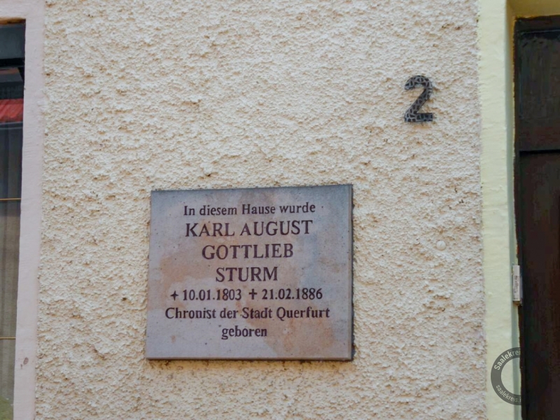 Gedenktafel für Karl August Gottlieb Sturm am Oberen Freimarkt in Querfurt im Saalekreis