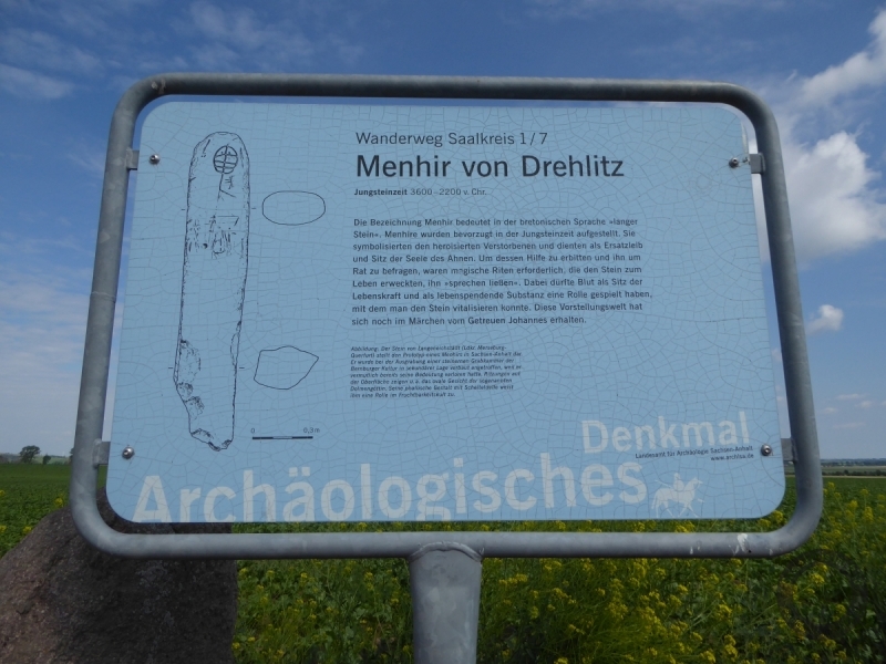 Menhir "Langer Stein" zwischen Drehlitz und Ostrau (Gem. Petersberg) im Saalekreis