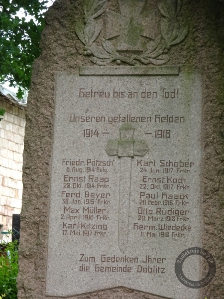 Kriegerdenkmal (Erster Weltkrieg) in Dölbitz im Saalekreis