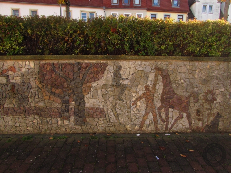 Wandbild "Landwirtschaft" (Hans-Otto Hahn) am Dreieck in Querfurt im Saalekreis