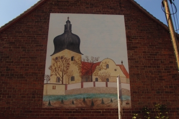 Wandbild der Michaeliskirche in Weßmar (Schkopau) im Saalekreis